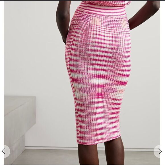 NEW Missoni Striped High Waisted Ribbed Knit Midi Skirt Pink White Size 2 - Picture 15 of 15